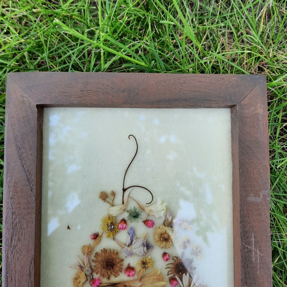 Vintage Handmade Abstract Dried Floral Wood Framed Art - Picture 2 of 9